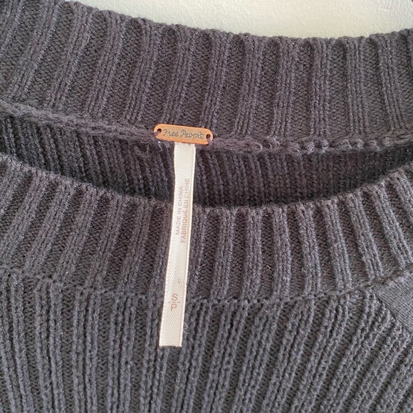 Free People Black Zou Bisou Ribbed Knit Bell Sleeve Sweater Dress Size Small - Picture 6 of 11